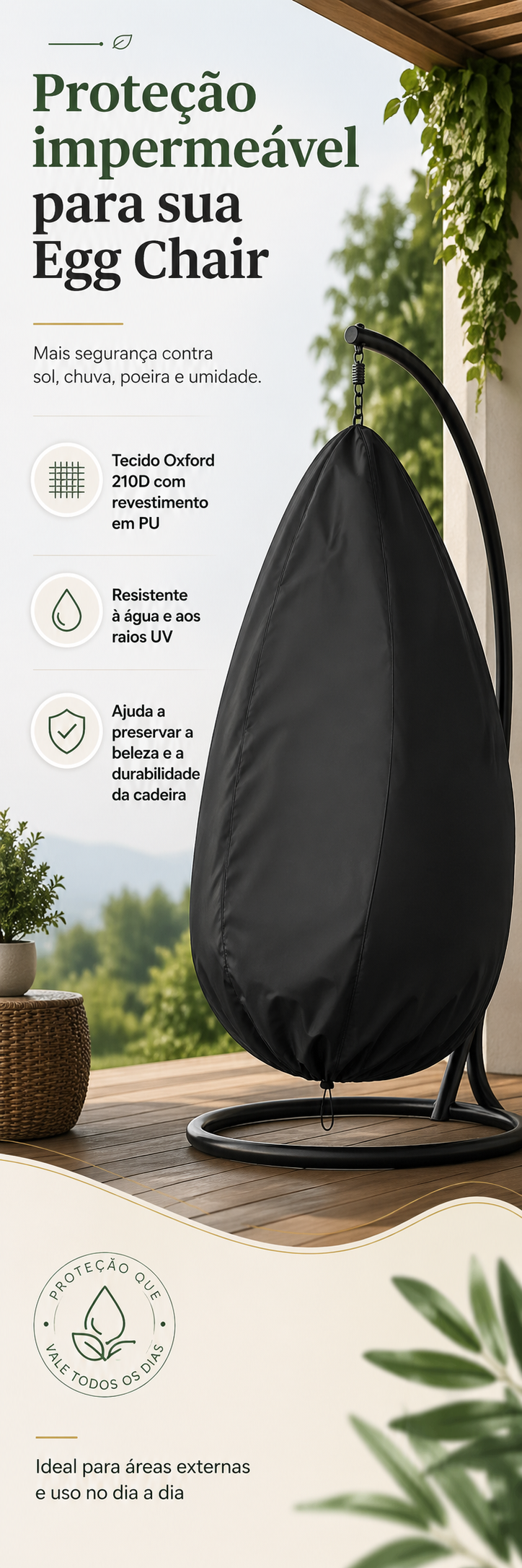 Detalhes e especificações de Capa Impermeável para Cadeira de Balanço (EggChair) — imagem 1