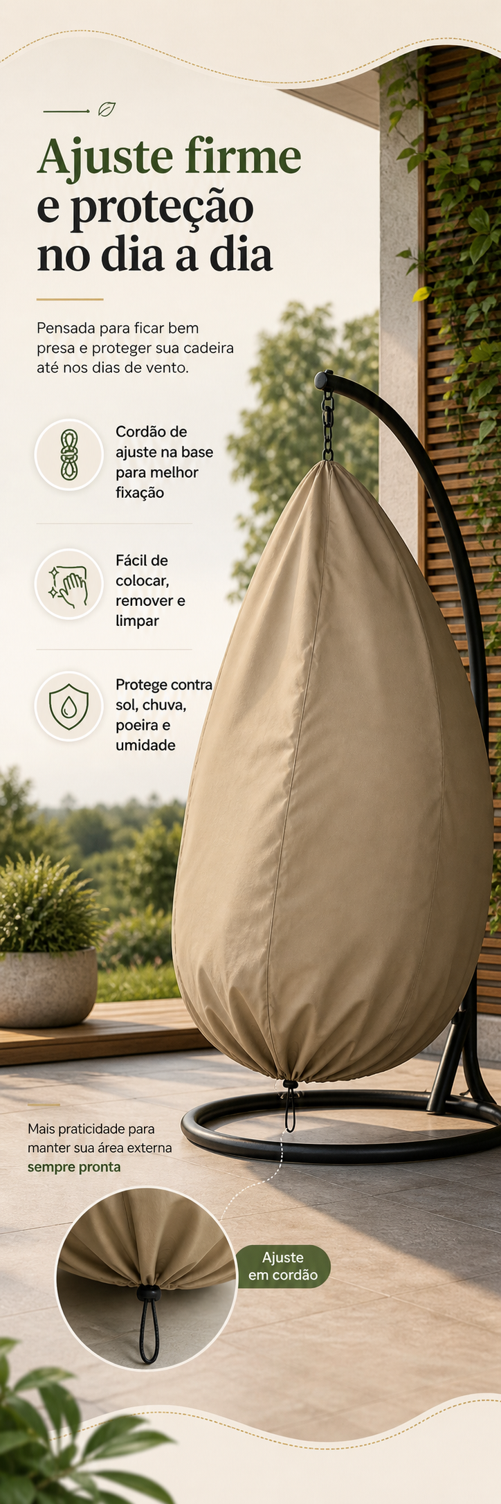 Detalhes e especificações de Capa Impermeável para Cadeira de Balanço (EggChair) — imagem 2