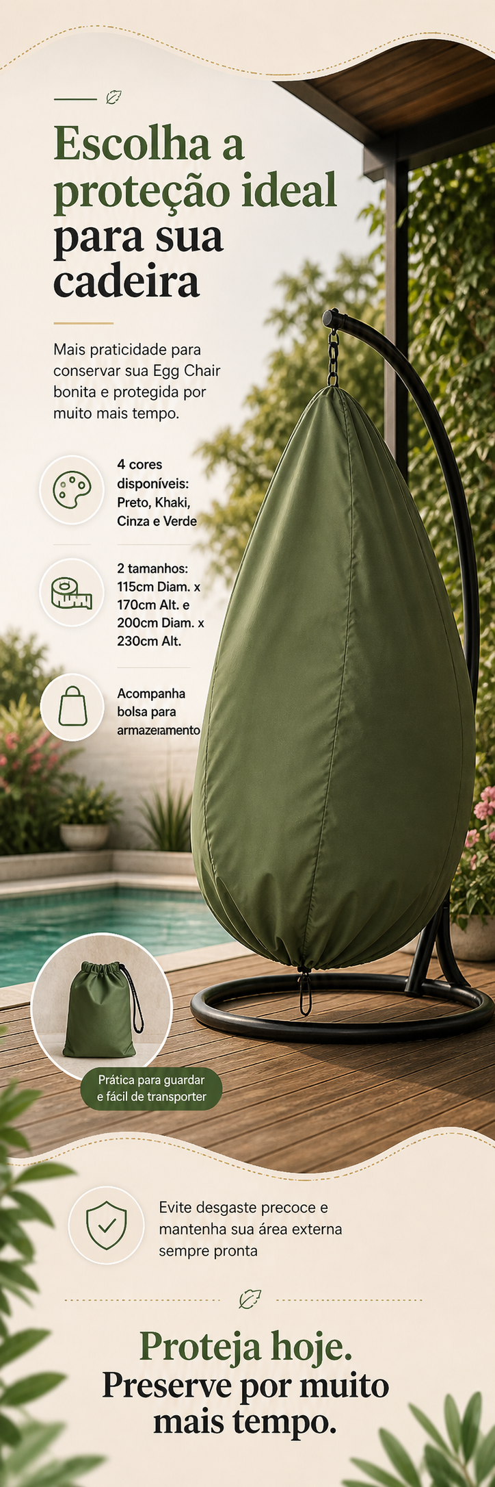 Detalhes e especificações de Capa Impermeável para Cadeira de Balanço (EggChair) — imagem 3