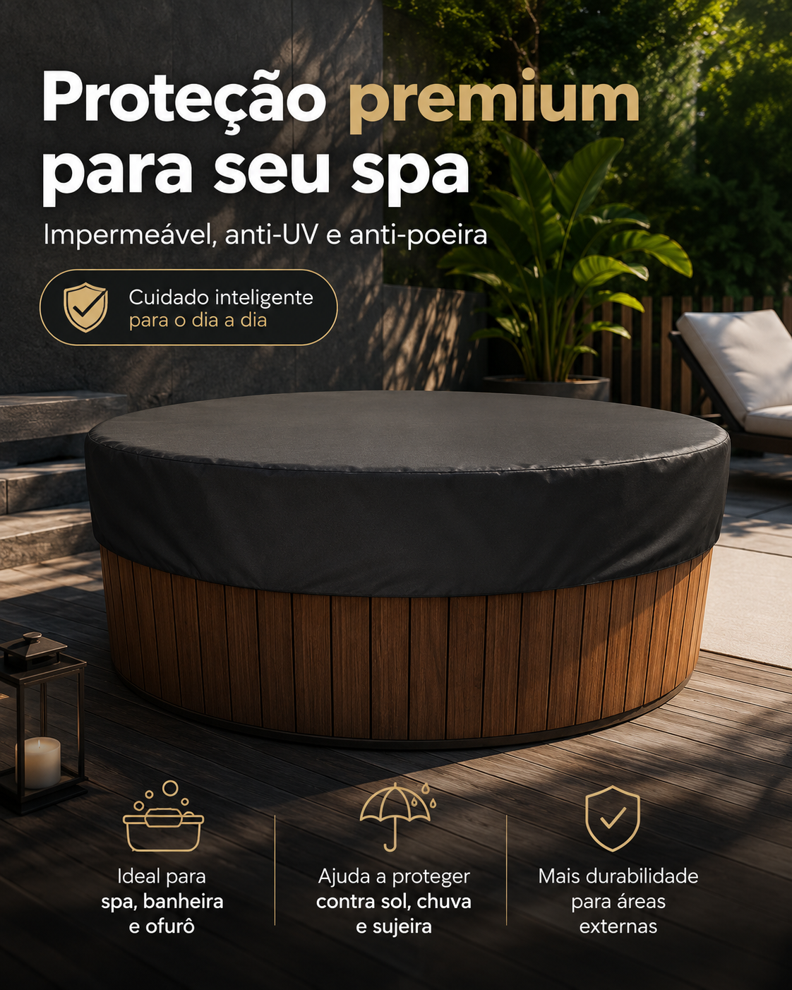 Detalhes e especificações de Capa Impermeável para Hidromassagem Banheira ou Spa Redonda — imagem 1