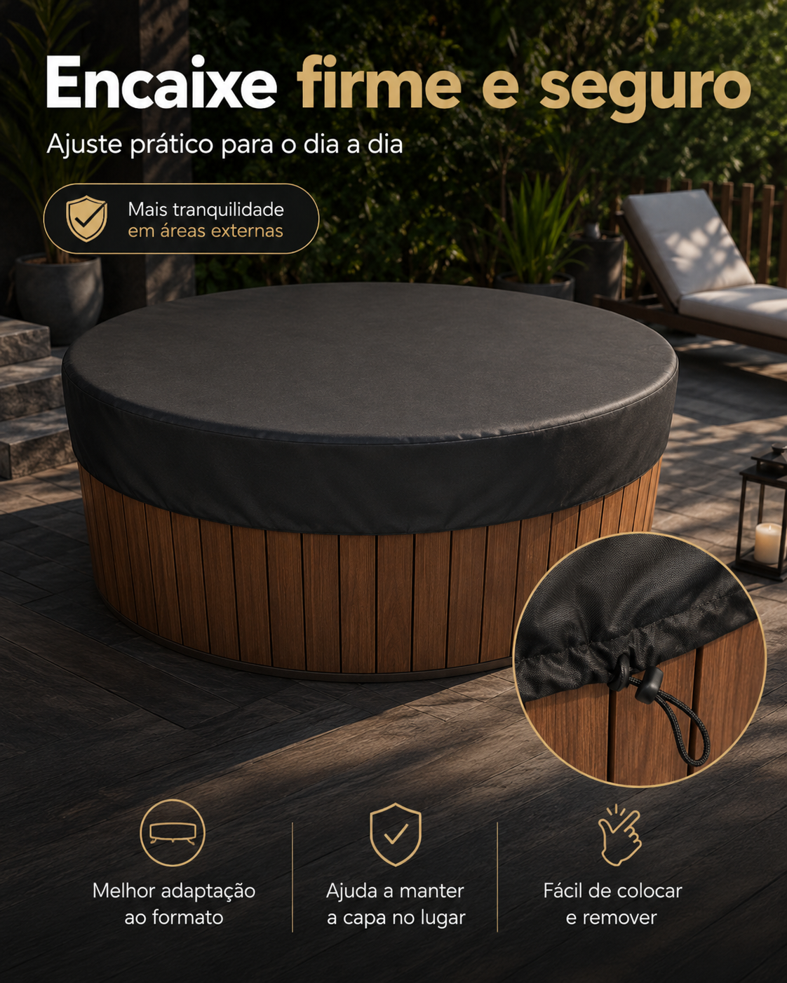 Detalhes e especificações de Capa Impermeável para Hidromassagem Banheira ou Spa Redonda — imagem 2