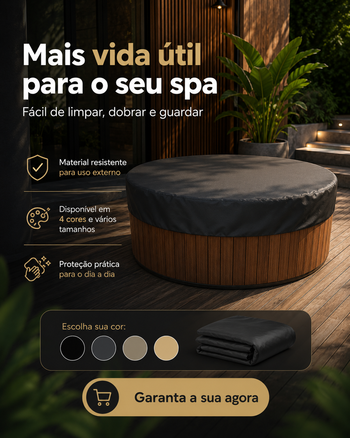 Detalhes e especificações de Capa Impermeável para Hidromassagem Banheira ou Spa Redonda — imagem 3