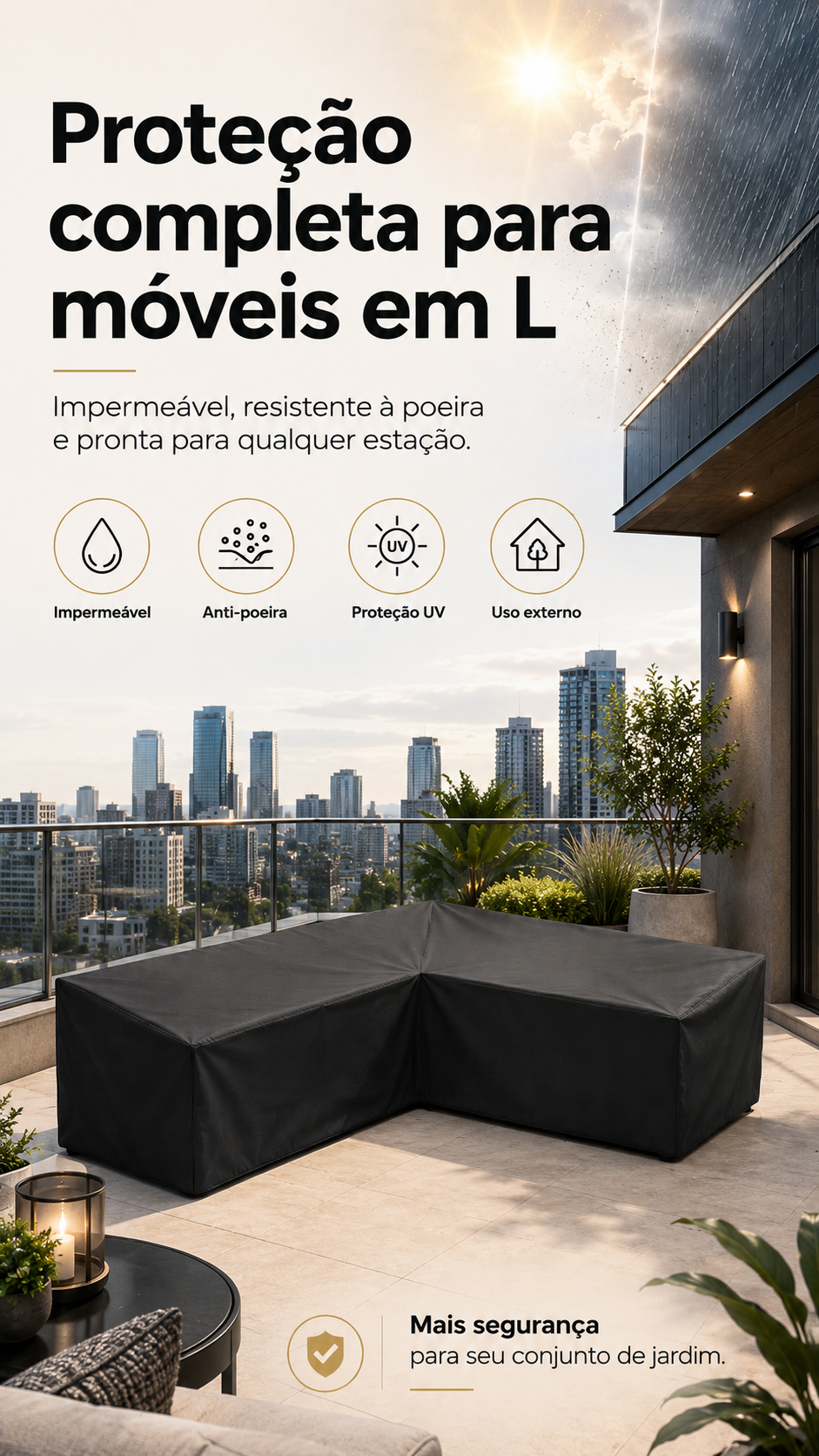 Detalhes e especificações de Capa Impermeável para Sofá em L — imagem 1
